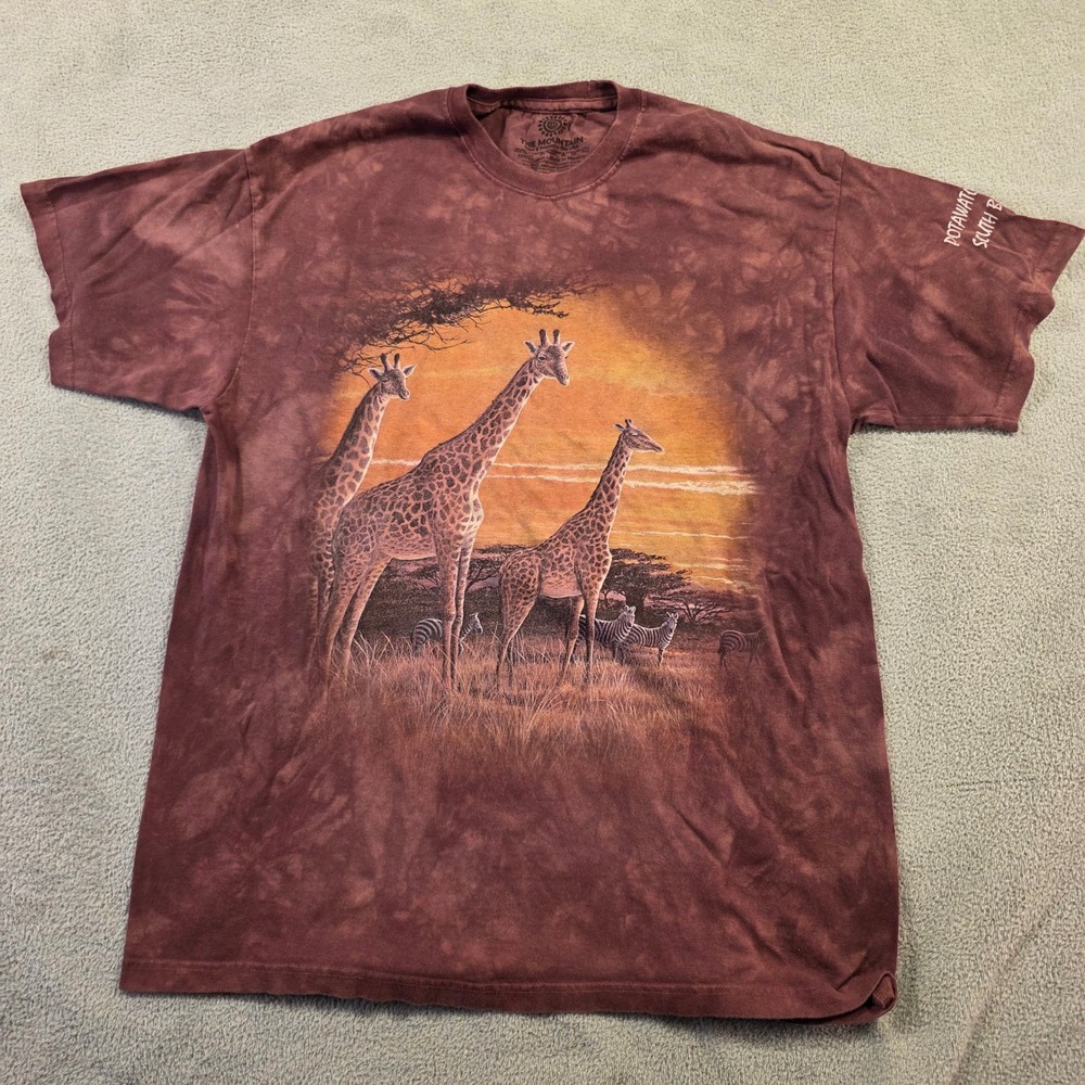The Mountain T Shirt Mens M Brown Giraffe Safari Tie Dye Nature Zoo Streetwear